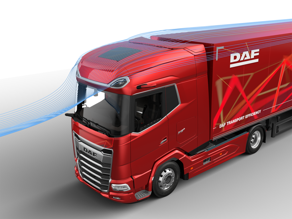 DAF XG+ Sattelzugmaschinen mit Auflieger, besondere aerodynamische Ausstattung in der Ausstattung als Efficiency Champion.